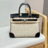 Birkin Canvas Platinum Bag 30