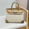 Birkin Canvas Platinum Bag 30