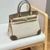 Birkin Canvas Platinum Bag 30