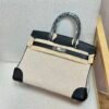 Birkin Canvas Platinum Bag 30